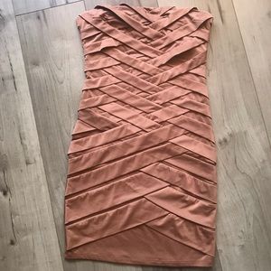 Brown nude color strapless dress!